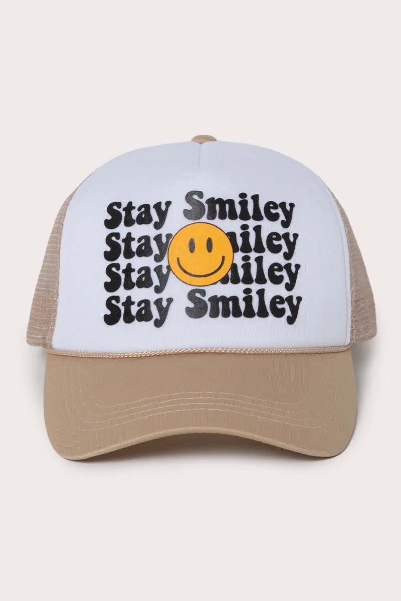 LCAPM2117 - Stay Smiley Heat Transfer 2 Tone Foam Trucker