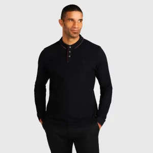 LFC Mens Black Firma Long Sleeve Tipping Polo