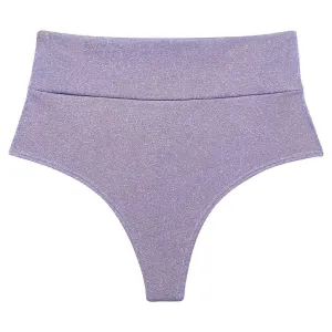 Lilac Sparkle Added Coverage High Rise Bikini Bottom