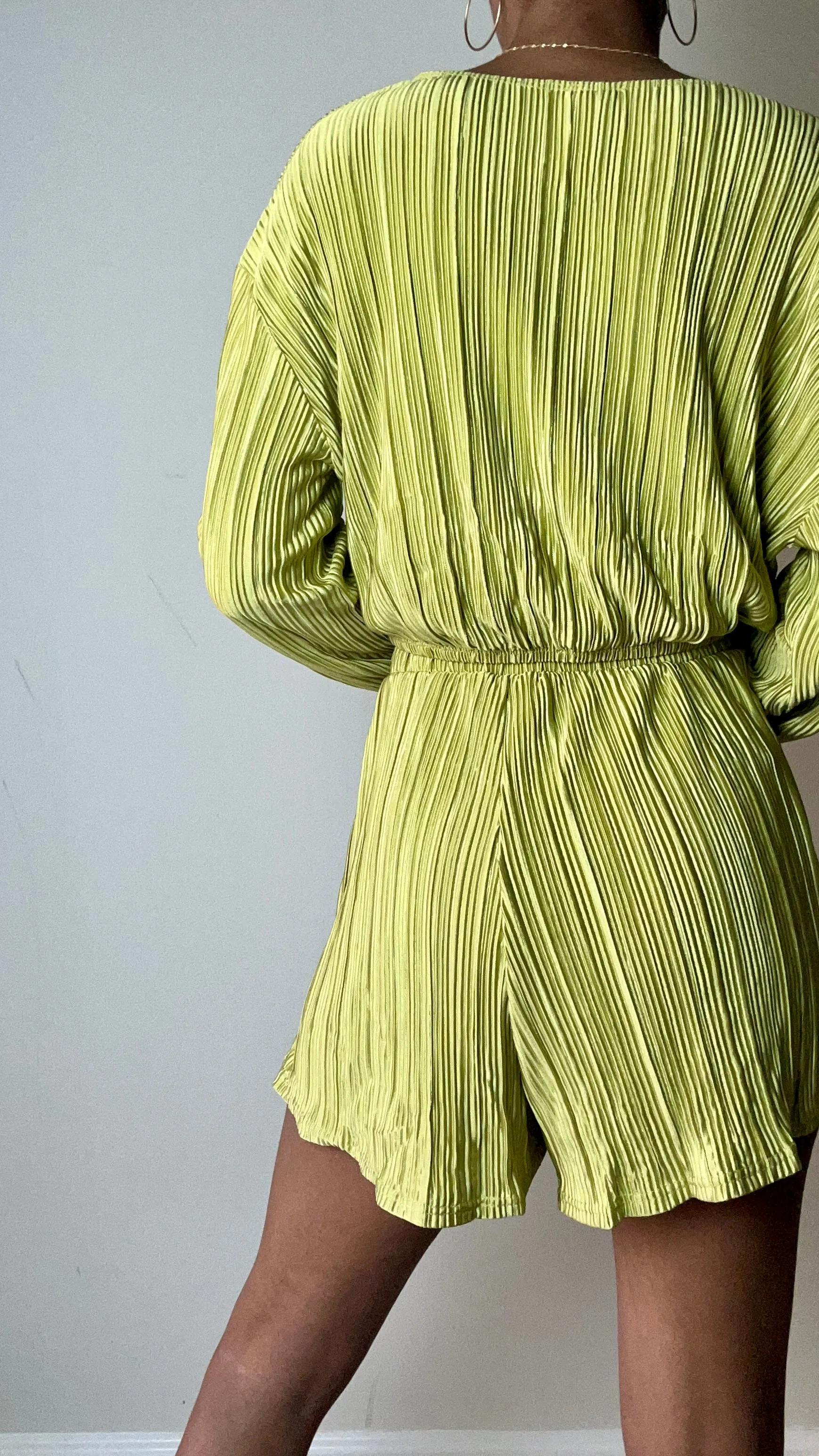 Lime Green Plisse Short Set