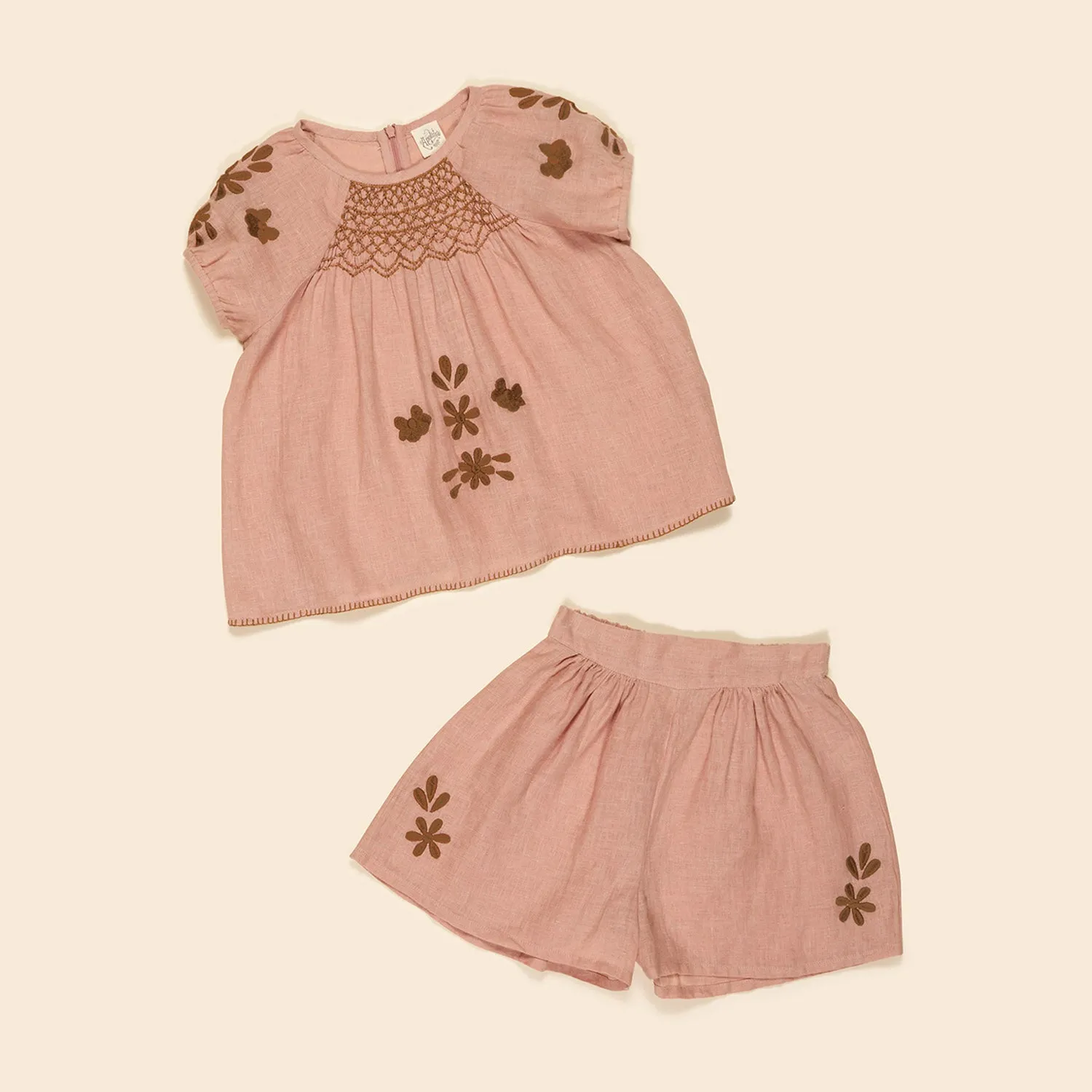 Linen Maren Short Set - Rosewater