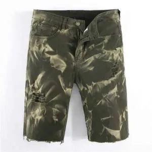 Loose Casual Straight Washed Green Short Jeans