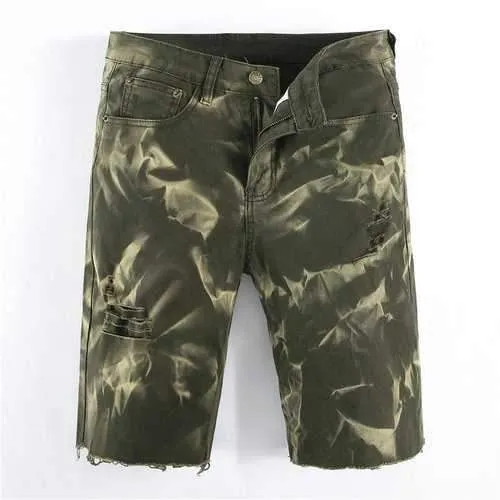 Loose Casual Straight Washed Green Short Jeans