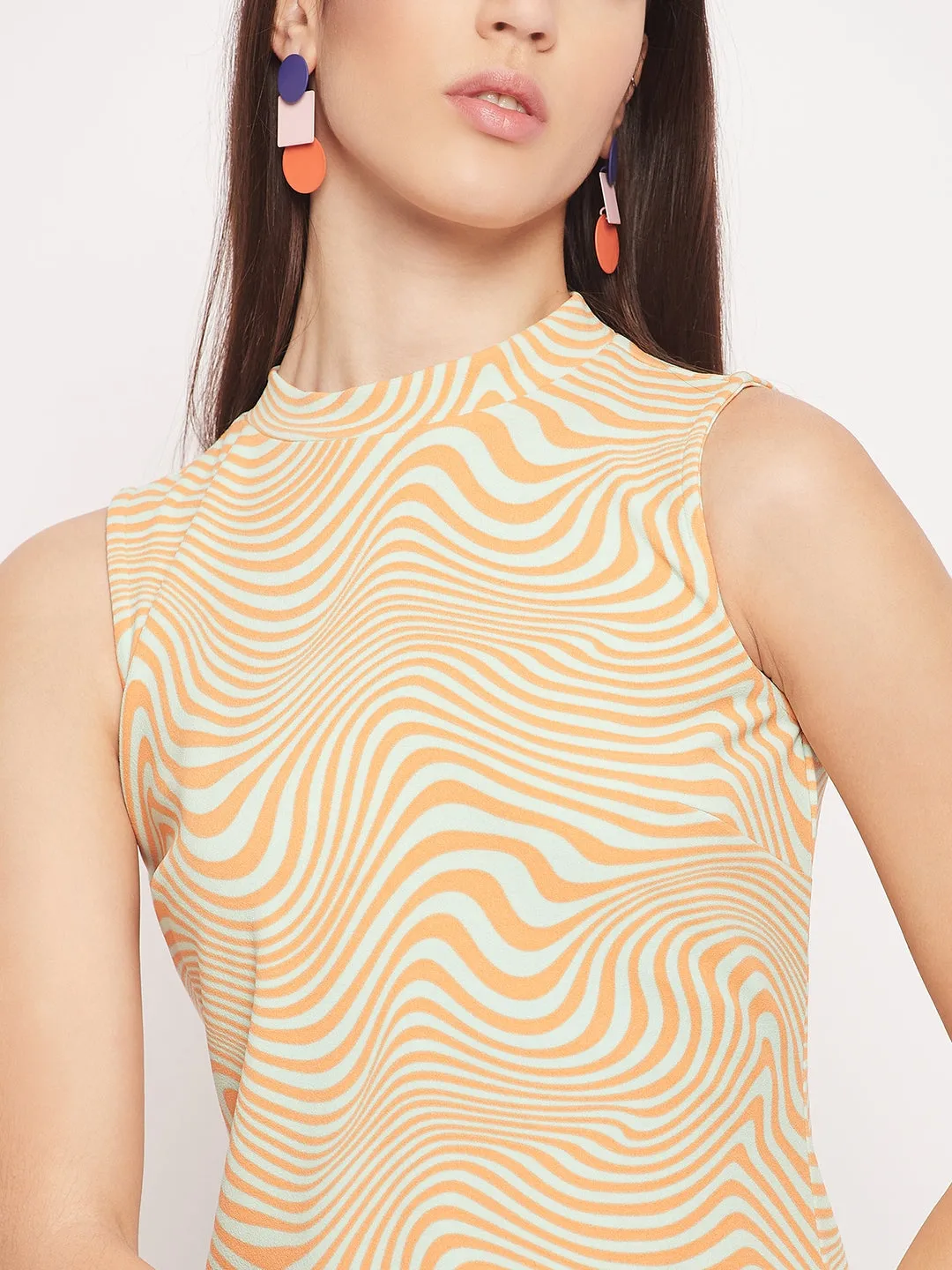 Madame Orange Fitted Halter Neck Dress