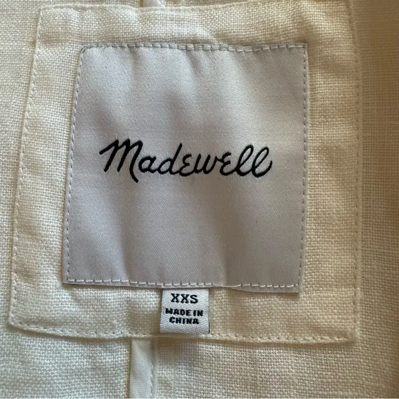 Madewell Dorset Ivory 100% Linen 2 Button Summer Blazer Women's Size XXS