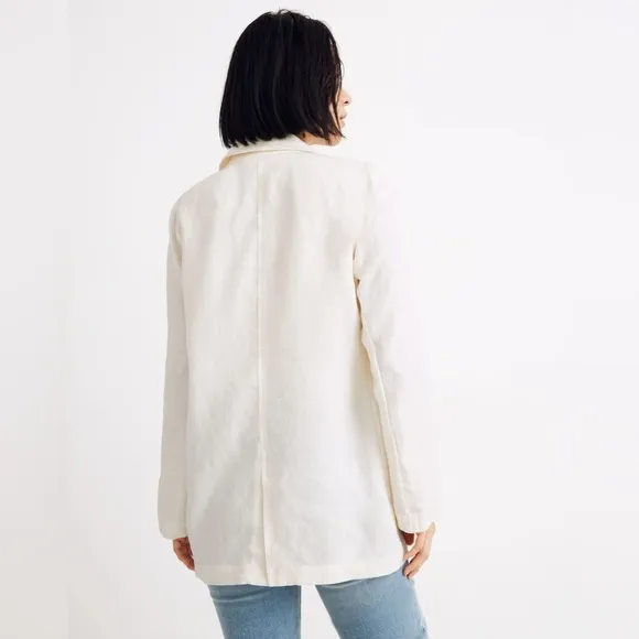 Madewell Dorset Ivory 100% Linen 2 Button Summer Blazer Women's Size XXS