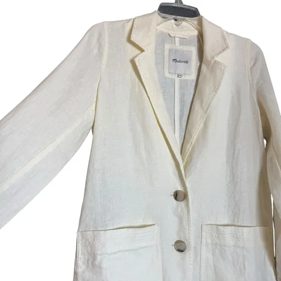 Madewell Dorset Ivory 100% Linen 2 Button Summer Blazer Women's Size XXS