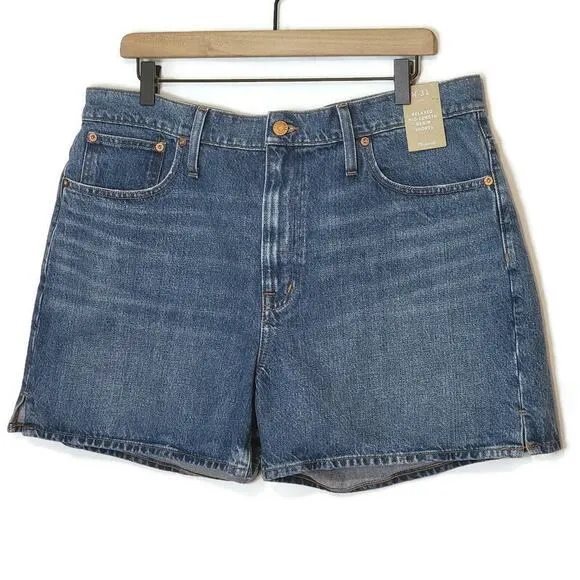 Madewell Relaxed Mid Length High Rise Cotton Blue Denim Short Size 31