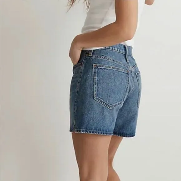 Madewell Relaxed Mid Length High Rise Cotton Blue Denim Short Size 31