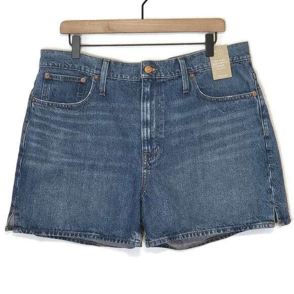 Madewell Relaxed Mid Length High Rise Cotton Blue Denim Short Size 31