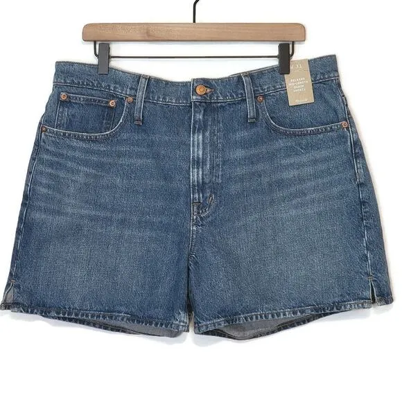 Madewell Relaxed Mid Length High Rise Cotton Blue Denim Short Size 31