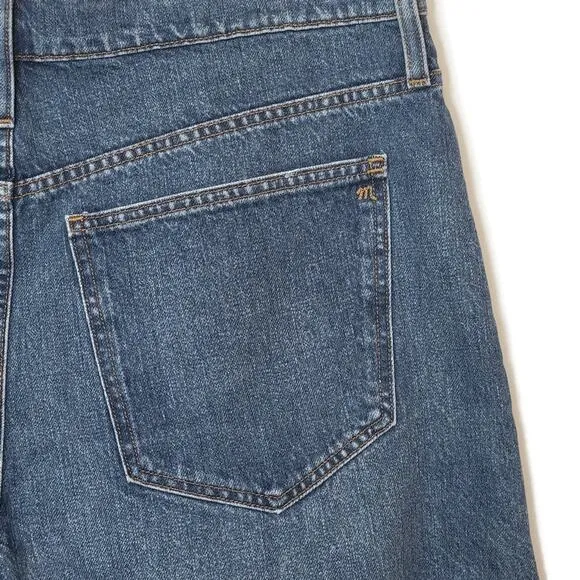 Madewell Relaxed Mid Length High Rise Cotton Blue Denim Short Size 31