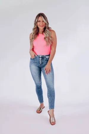 Maeve Mock Neck Sleeveless Bodysuit - Pink