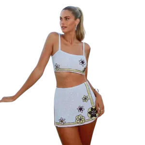 Mei Flattering Summer Luxe Co-ord Skirt White