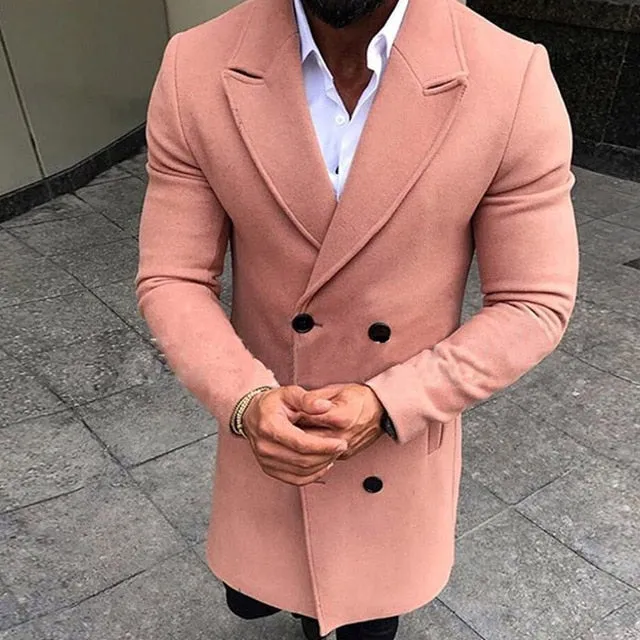 Men's Fashion Turn-down Collar Pea Coat Up To 3XL