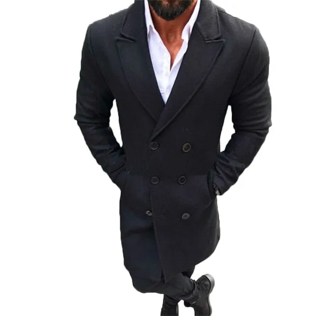 Men's Fashion Turn-down Collar Pea Coat Up To 3XL