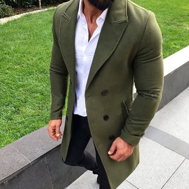Men's Fashion Turn-down Collar Pea Coat Up To 3XL