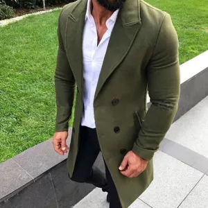 Men's Fashion Turn-down Collar Pea Coat Up To 3XL