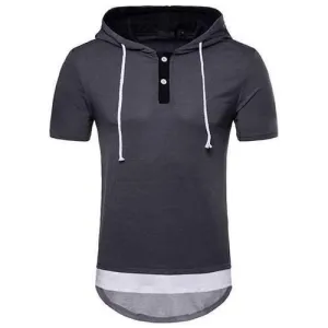 Mens Hooded Irregular Hem T Shirts