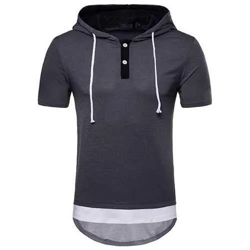 Mens Hooded Irregular Hem T Shirts