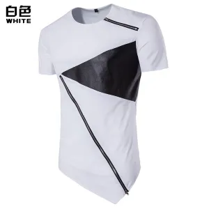 Men's Street Style Hip-Hop Round Neck Fashion Personality Hem Short Sleeves T-shirt