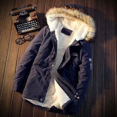 Men's Winter Thick Fur Hooded Coat Up To 4XL