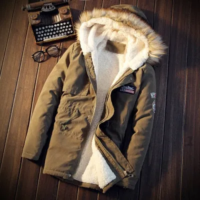 Men's Winter Thick Fur Hooded Coat Up To 4XL