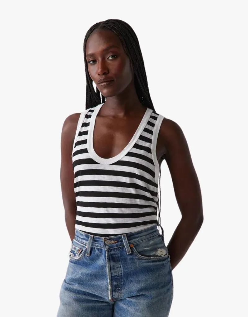 Michael Stars Tori Stripe Scoop Neck Tank Top in White