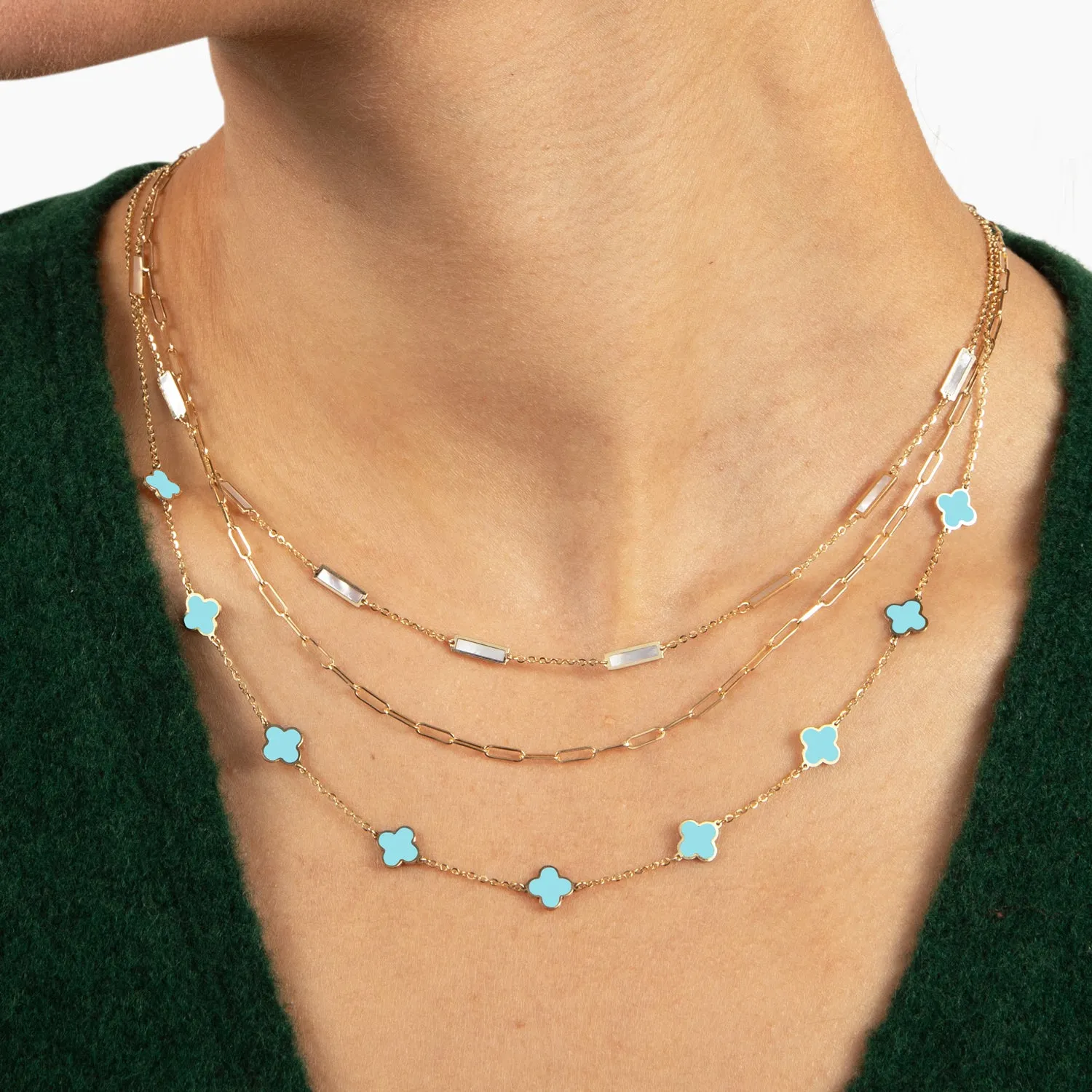 Mini Turquoise Clover Necklace