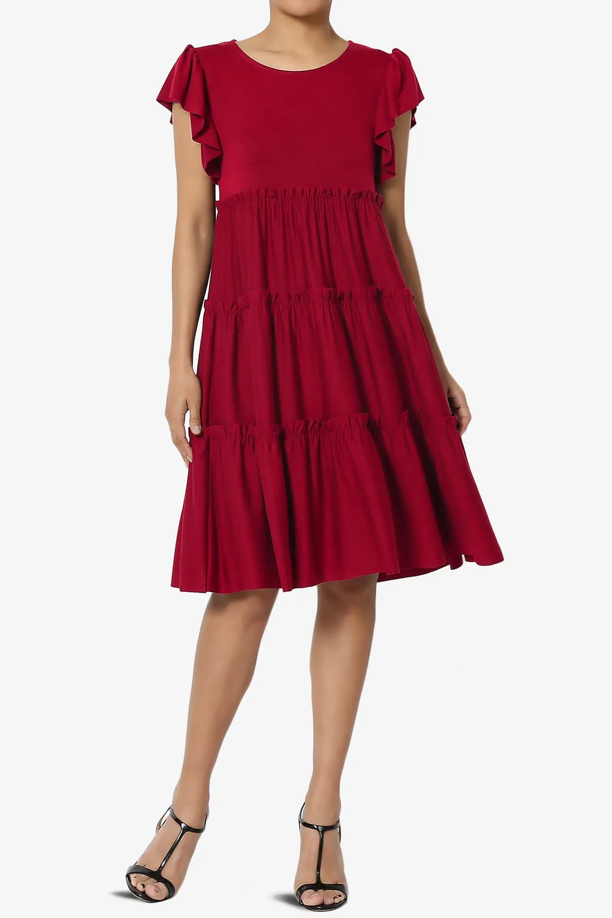 Minka Flutter Sleeve Tiered Ruffle Dress