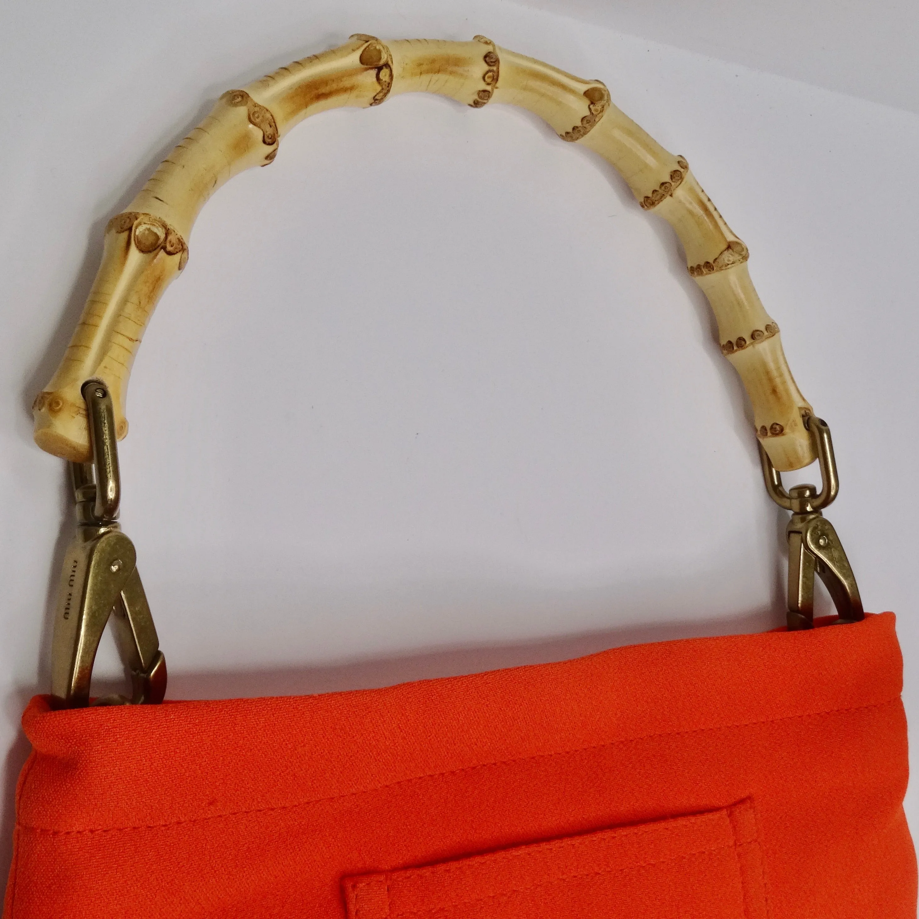 Miu Miu Bamboo Orange Beaded Handbag