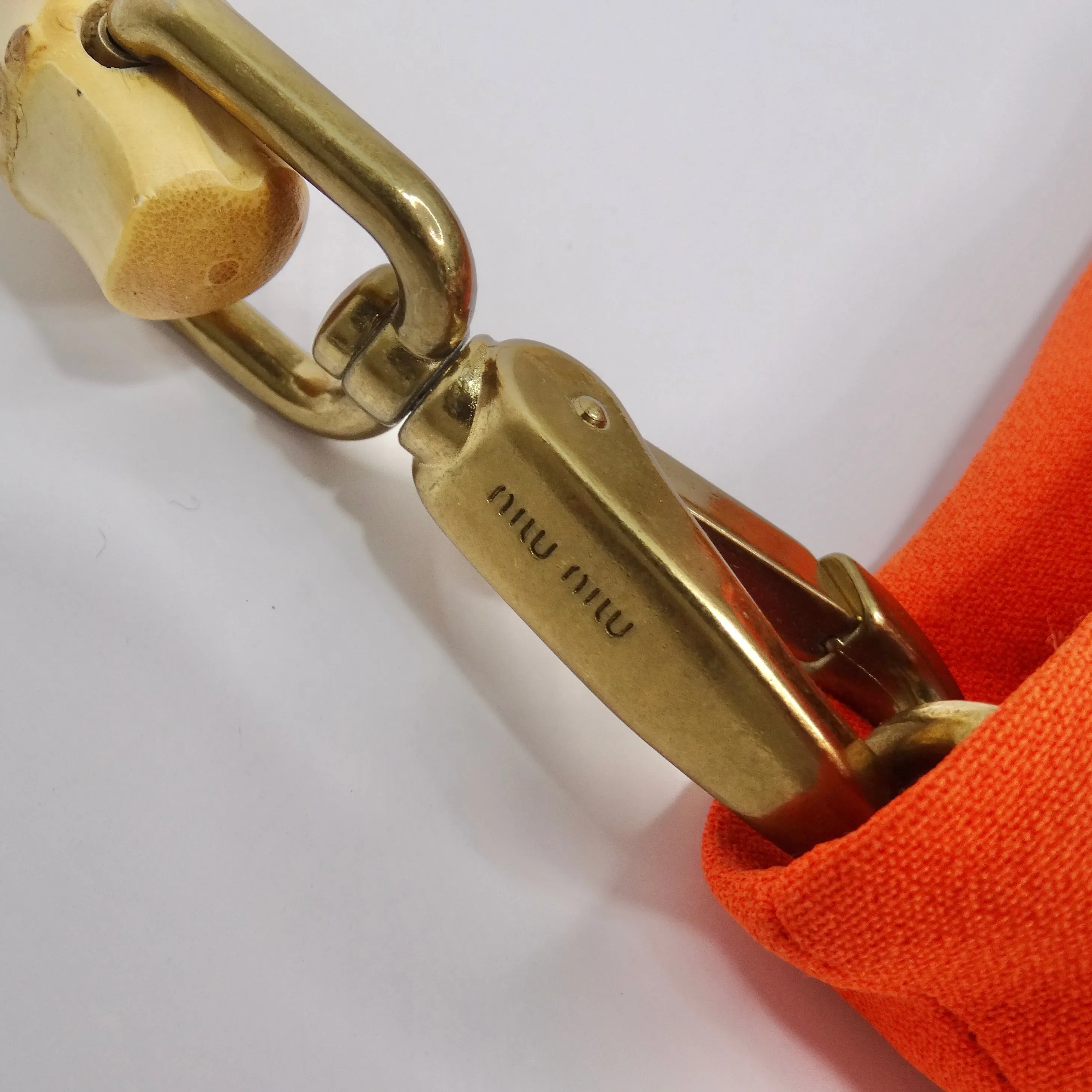 Miu Miu Bamboo Orange Beaded Handbag