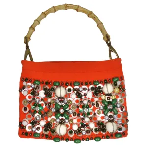 Miu Miu Bamboo Orange Beaded Handbag