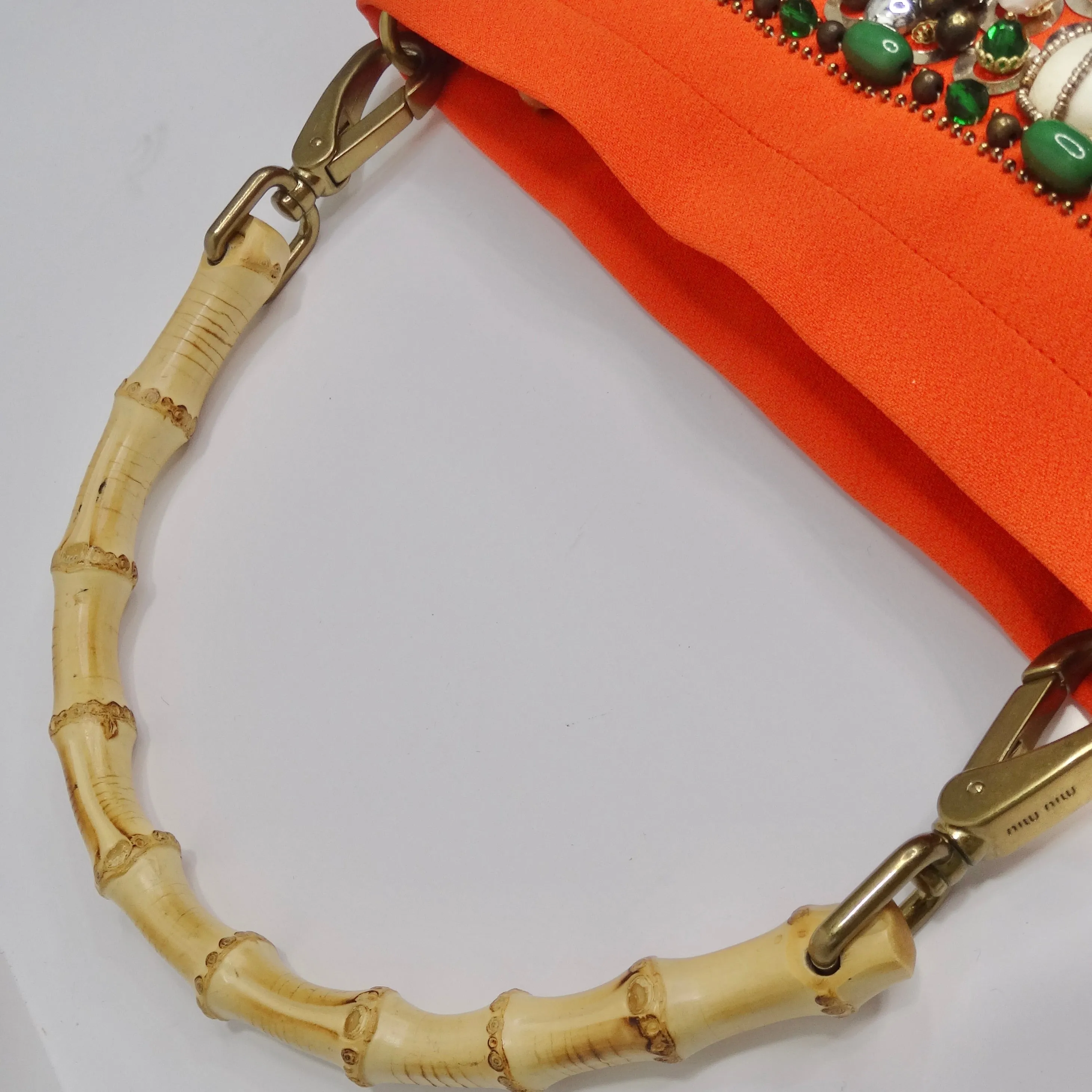 Miu Miu Bamboo Orange Beaded Handbag