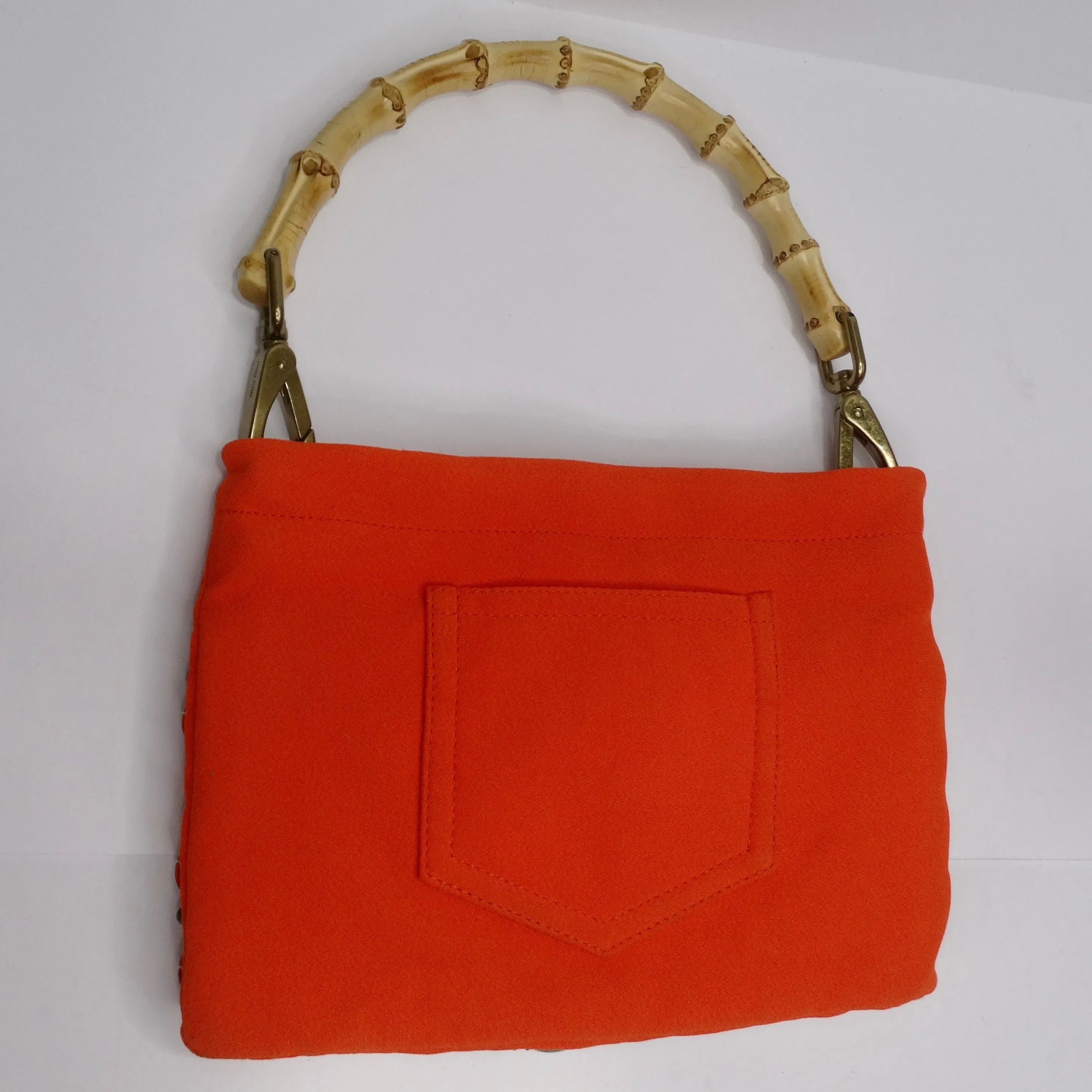 Miu Miu Bamboo Orange Beaded Handbag