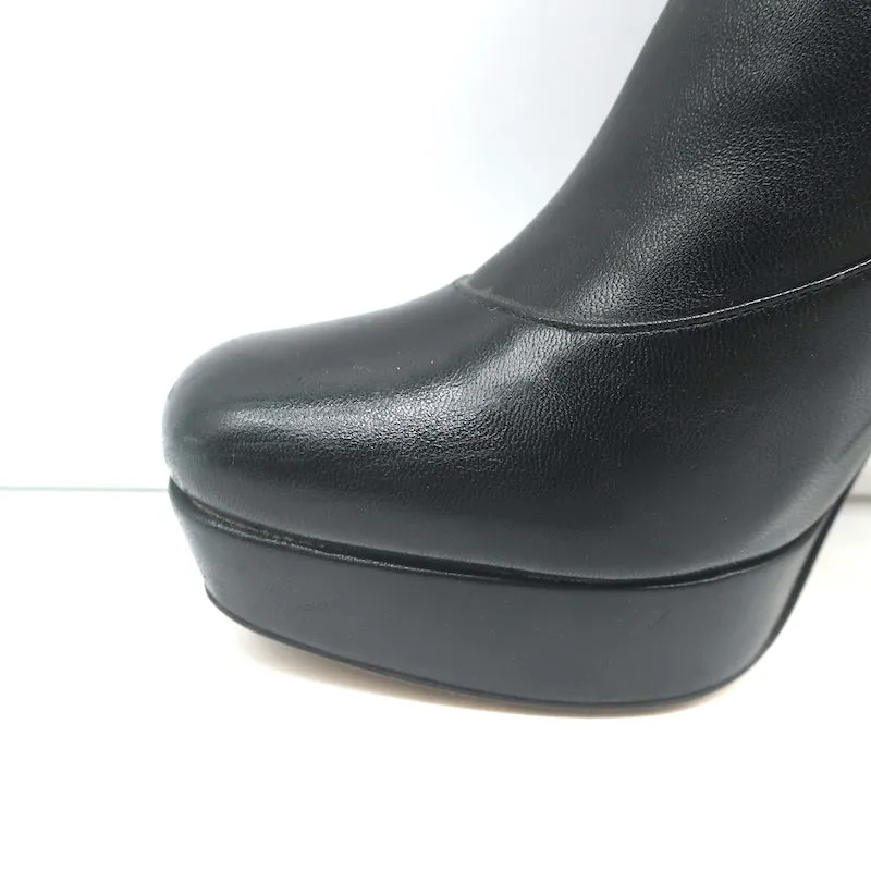 Miu Miu Platform Ankle Boots Black Leather Size 36.5