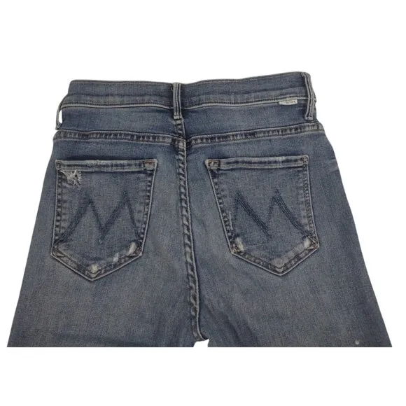 Mother The Insider Crop Step Chew Jeans Women's 26 Blue Dancing on Coals Flare