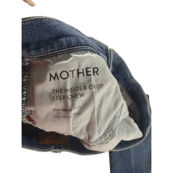 Mother The Insider Crop Step Chew Jeans Women's 26 Blue Dancing on Coals Flare