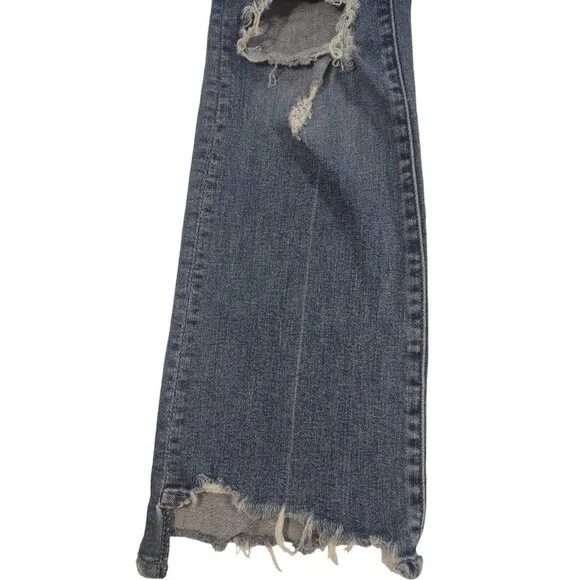 Mother The Insider Crop Step Chew Jeans Women's 26 Blue Dancing on Coals Flare