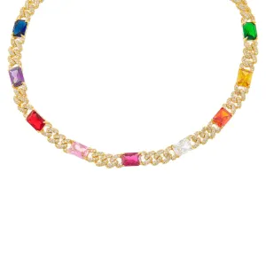 Multi Color Baguette Chain Link Choker