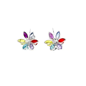 Multicolor Birth Stones and Zirconia Silver filled Earrings