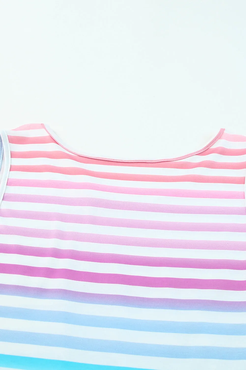 Multicolor Ombre Striped Sleeveless Tiered Plus Size Dress