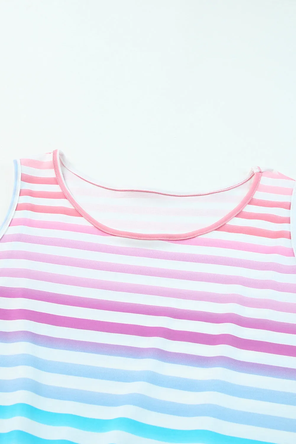 Multicolor Ombre Striped Sleeveless Tiered Plus Size Dress