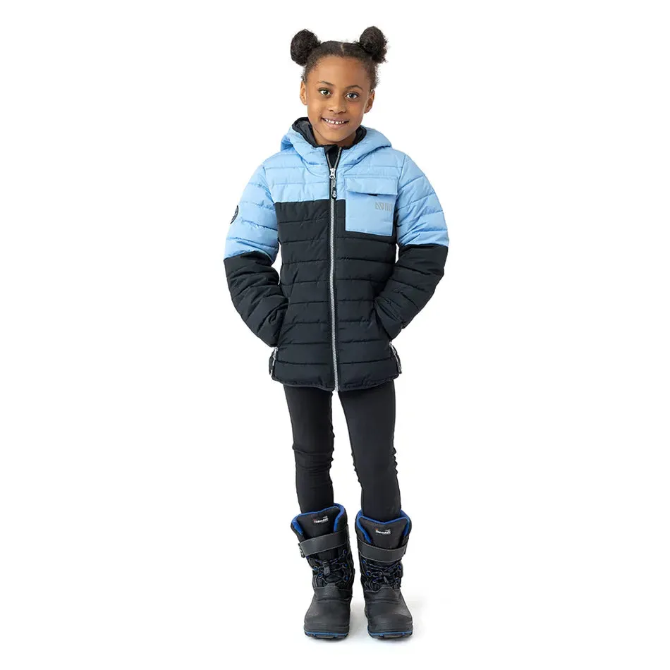 Nano Puffer Jacket in Black/Blue: Size 12M to 14 Years