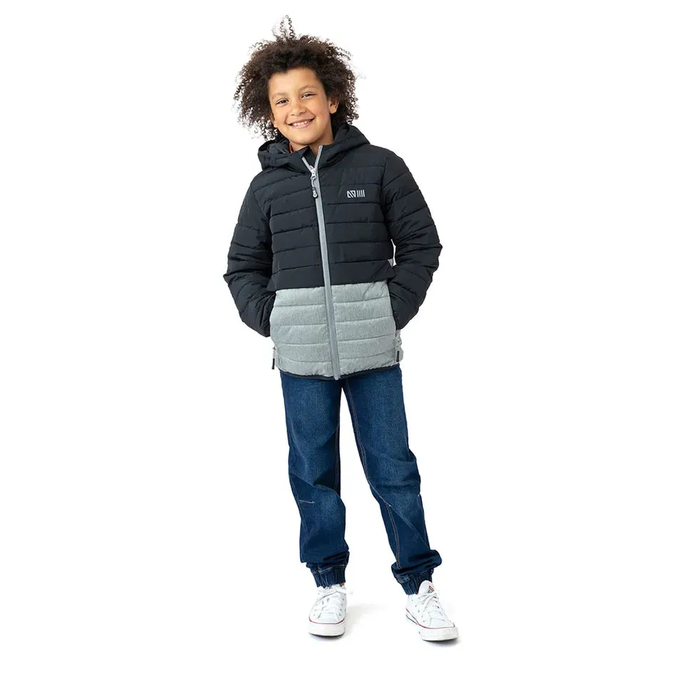 Nano Puffer Jacket in Grey/Black : Sizes 12M to 14 Years