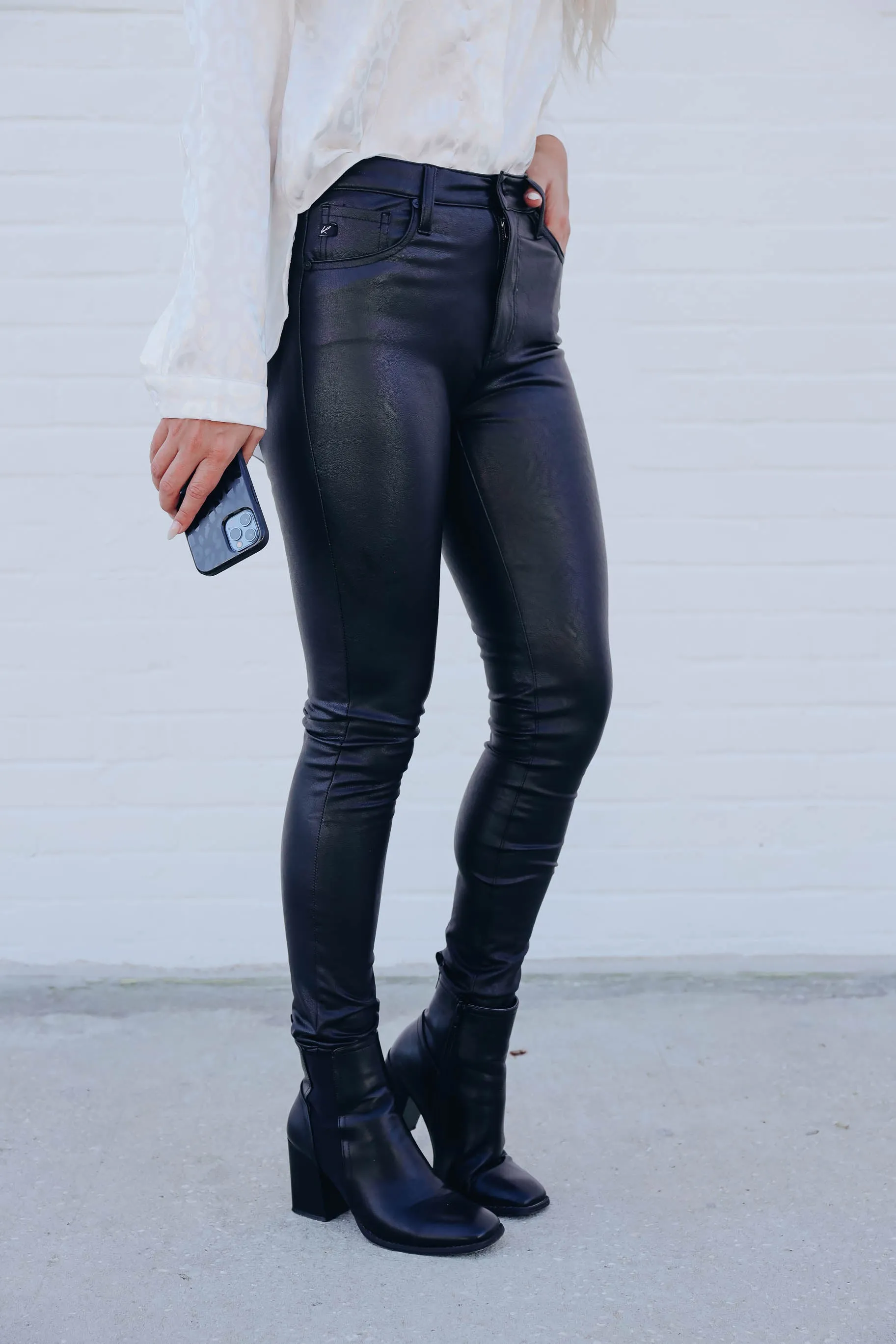 Natalie Skinny Leather Pants - Black