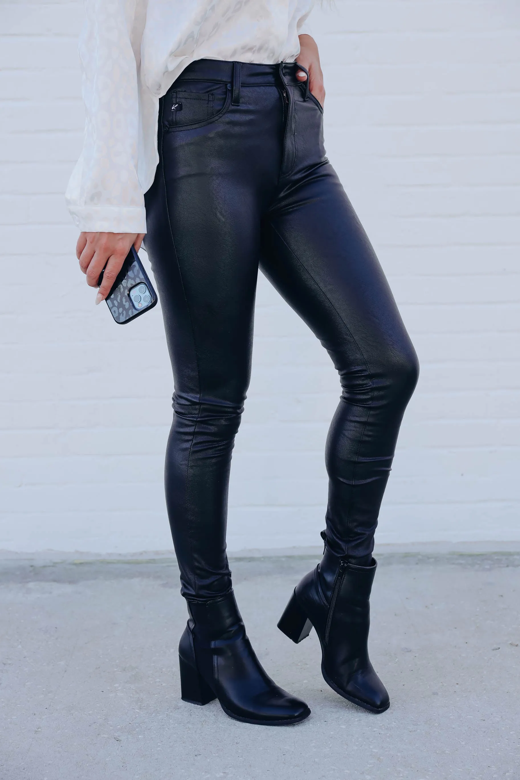 Natalie Skinny Leather Pants - Black