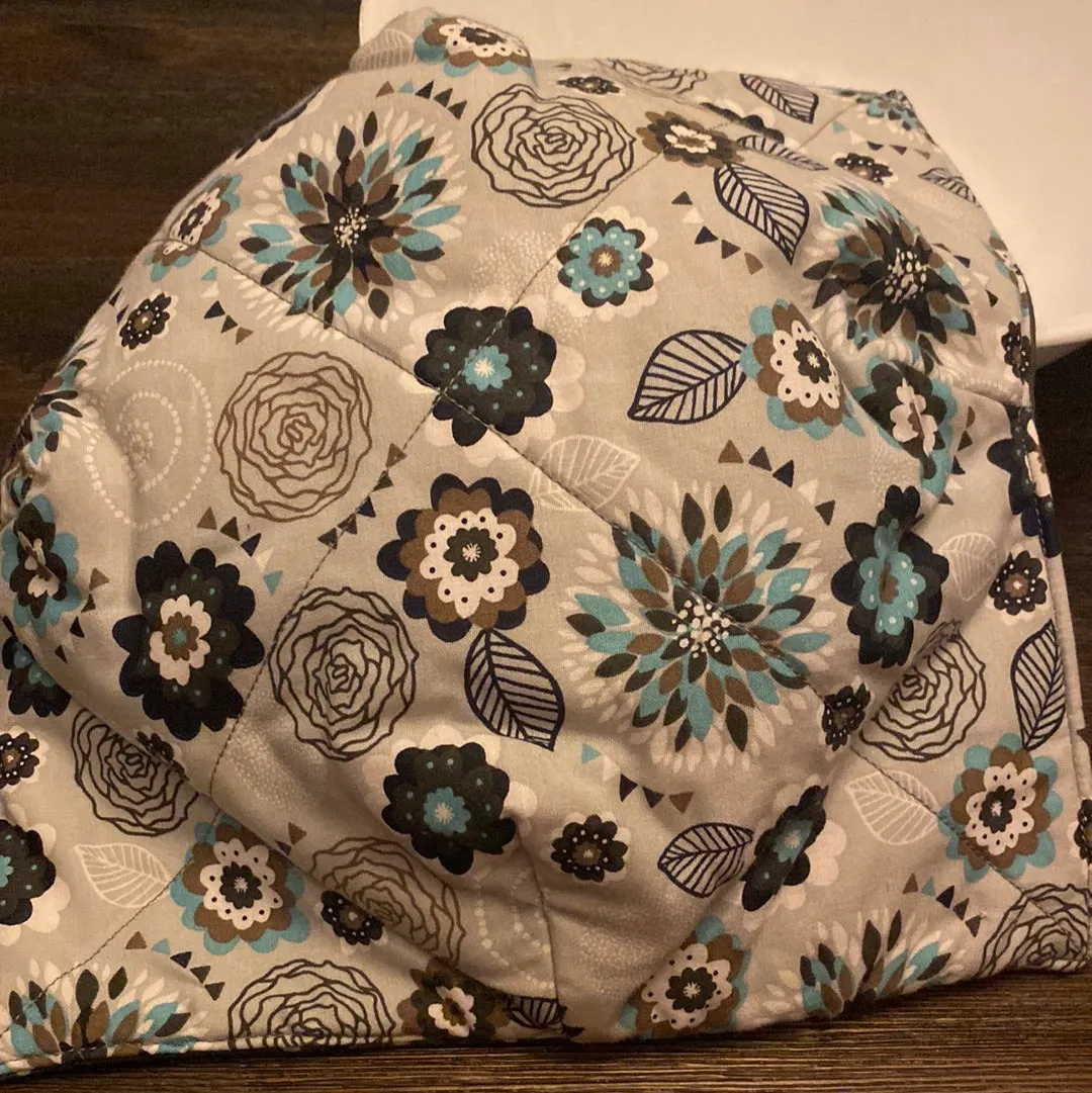 Navy and Gray Flower Large (28oz) Bowl Cozy