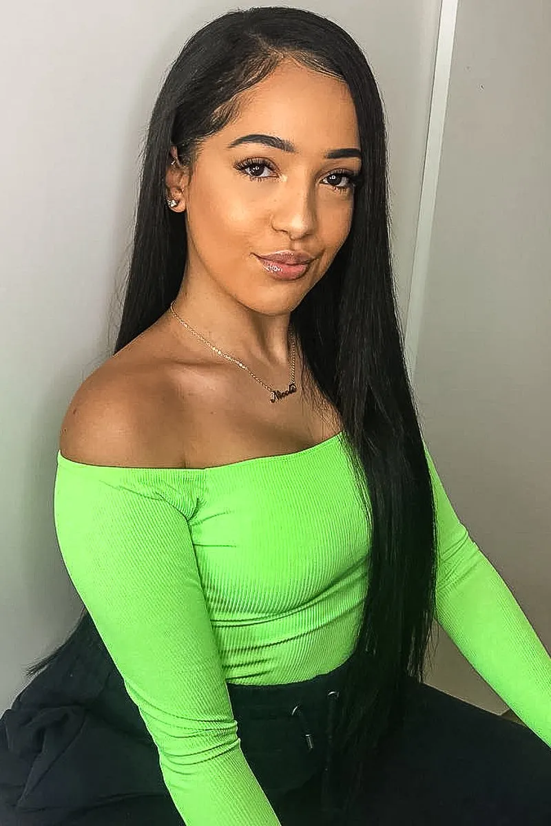 Neon Green Ribbed Square Neck Bodysuit - Alysha