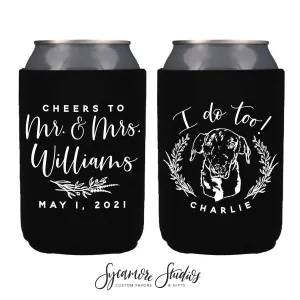 Neoprene Wedding Can Cooler #187N - Custom Pet Illustration